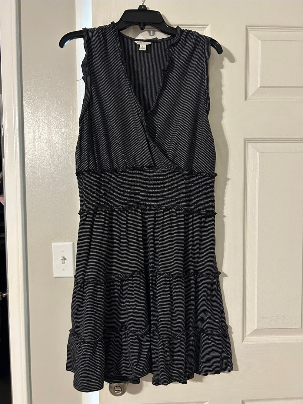 Cato Black and White Striped Sleeveless Midi Dress worn once